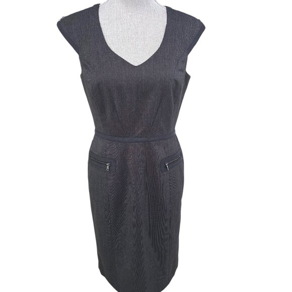 Averly Women's Sheath Dress Black Zipper Pocket & Should Accents Size 6 NWT - Picture 1 of 7